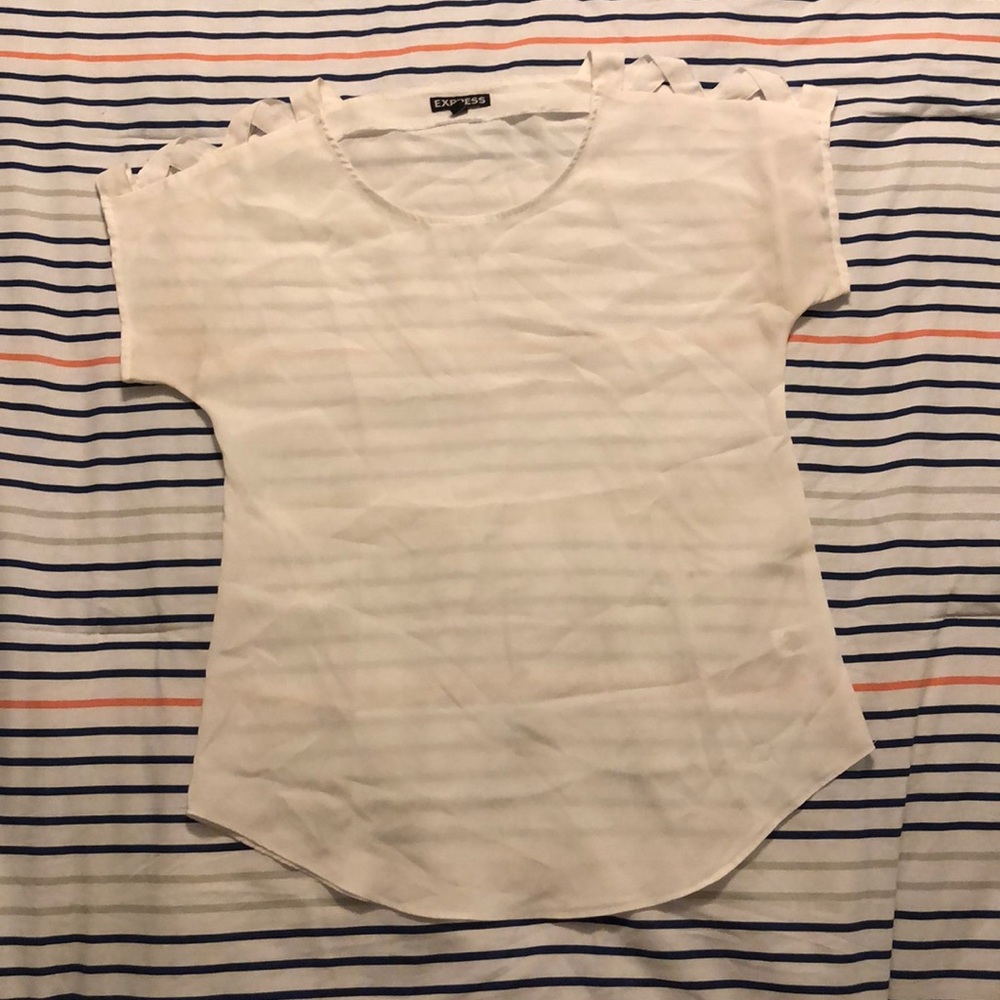 Soft light white blouse with shoulder detail